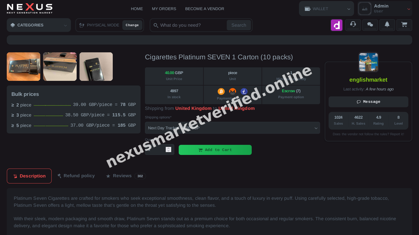 Nexus Market Verified interface — view 4